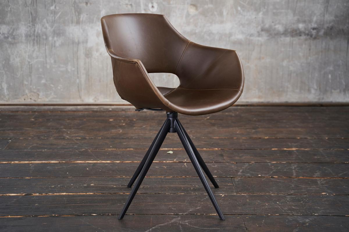 DREHSTUHL ZAJA Dunkelbraun Kunstleder Drehbar (360°) (1er-Set) - Dunkelbraun, Leder (57/85/59cm) - KAWOLA
