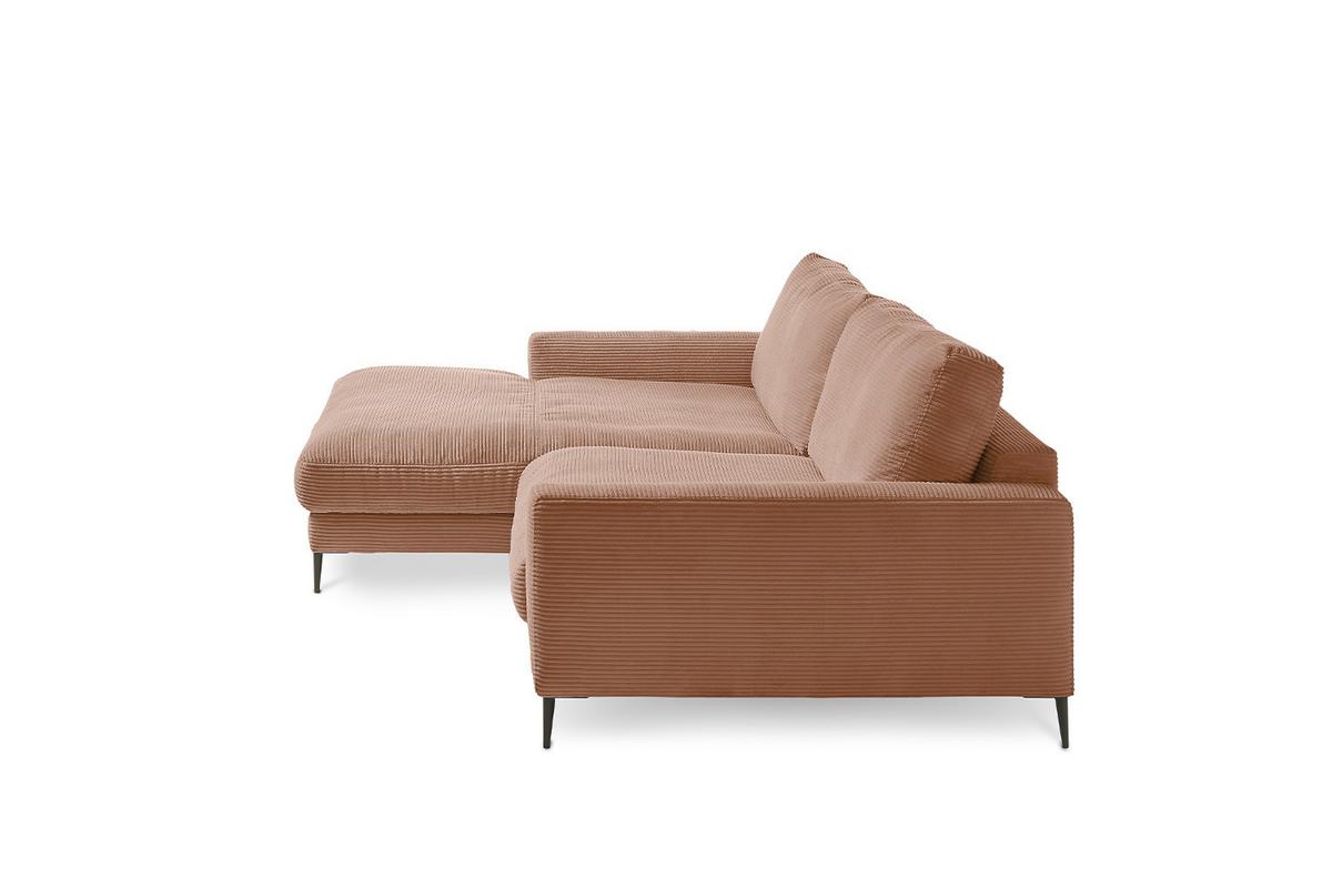 ECKSOFA CARA Braun Cord - Schwarz/Braun, Textil/Metall (272/190cm) - KAWOLA