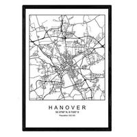 POSTER Hannover Minimalistische Stadtplanen A3 Rahmenlos - Klar, Papier (29.7/5/42cm) - Nacnic