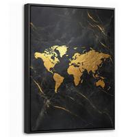 LEINWAND Bilder mit Rahmen - Weltkarte - Gold - Marmor - 30x40 - Goldfarben, Textil (30/40cm) - MuchoWow