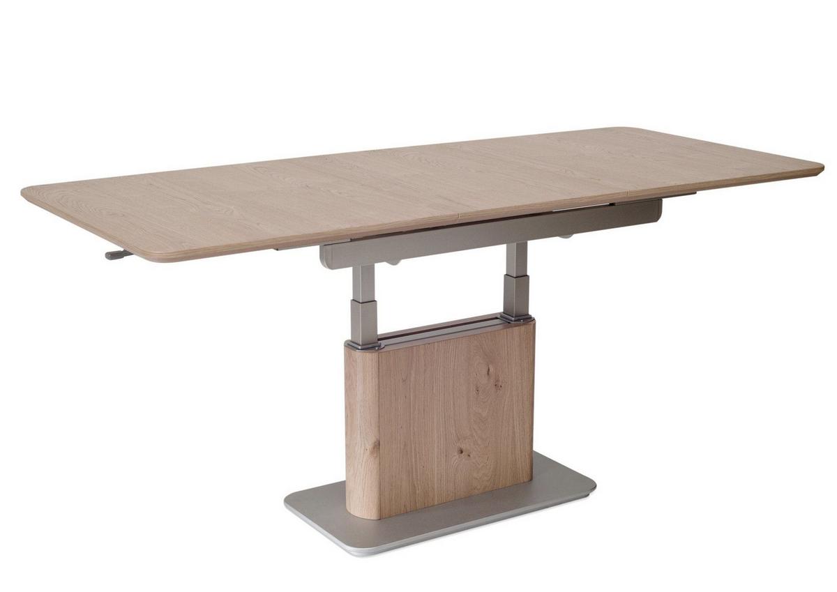 FUNKTIONSTISCH Caryn höhenverstellbar und ausziehbar 120x70x54 Couchtisch massiv Wildeiche Bianco - Braun/Grau, Holz (120/70/54cm) - 58aufmkessel