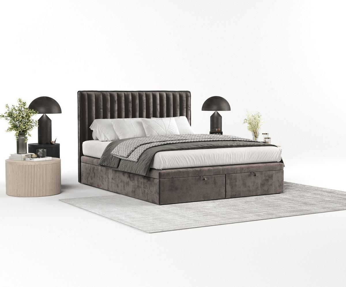POLSTERBETT Keva mit Stauraum 160/200 cm Braun im Lotta Stoff - Schwarz/Braun, Holz/Holzwerkstoff (160/200cm) - AltaBeds