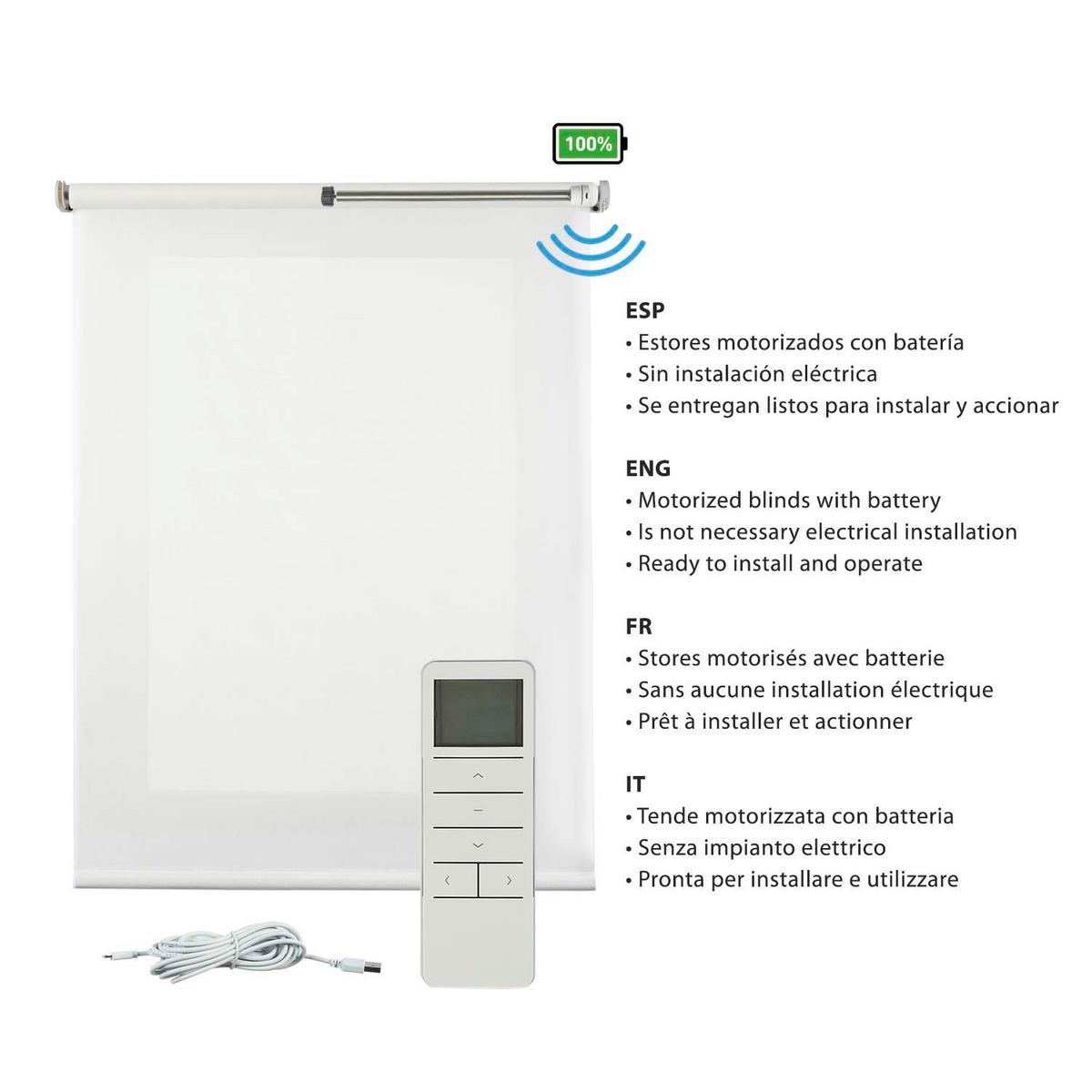 ROLLO motorisiert, Weiß, 120 x 250 cm - Weiß, Kunststoff (120/250cm) - STORESDECO