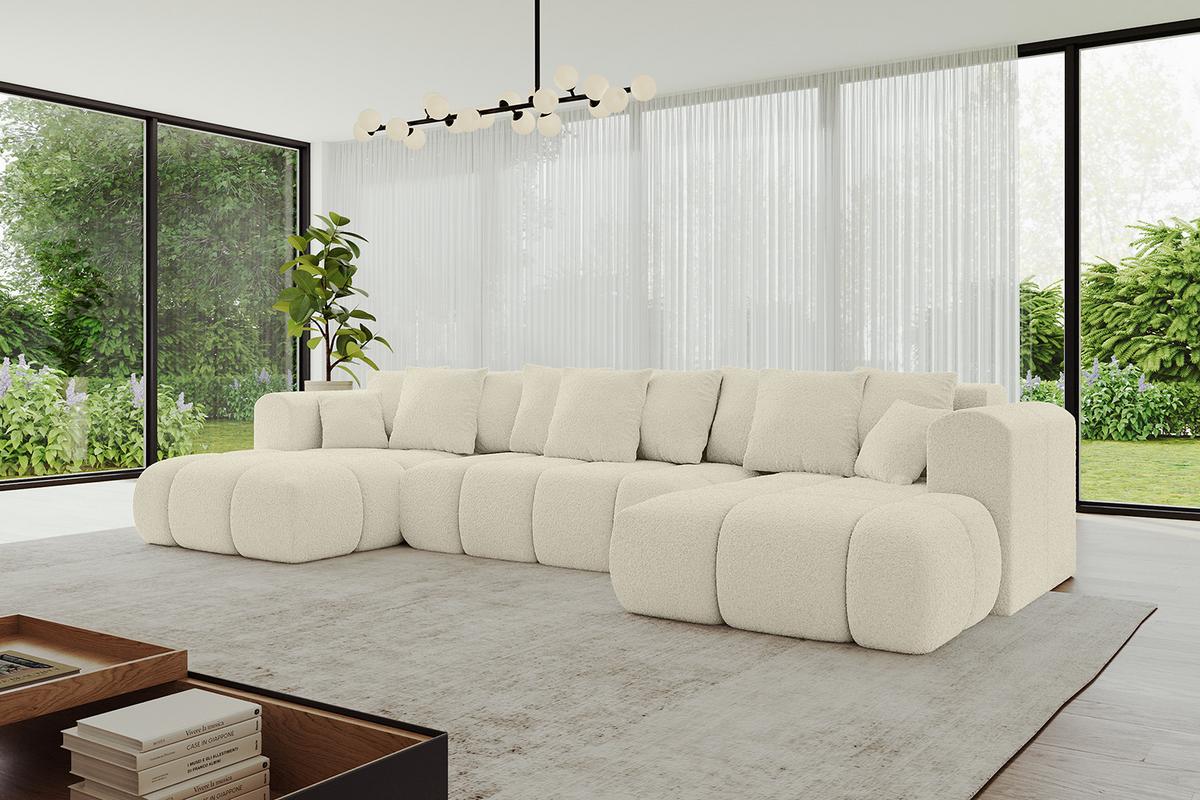 WOHNLANDSCHAFT CLOUD-U-v1 405x185x90 Beige Bouclé - Beige, Holzwerkstoff/Kunststoff (405/90/185cm) - ALTDECOR