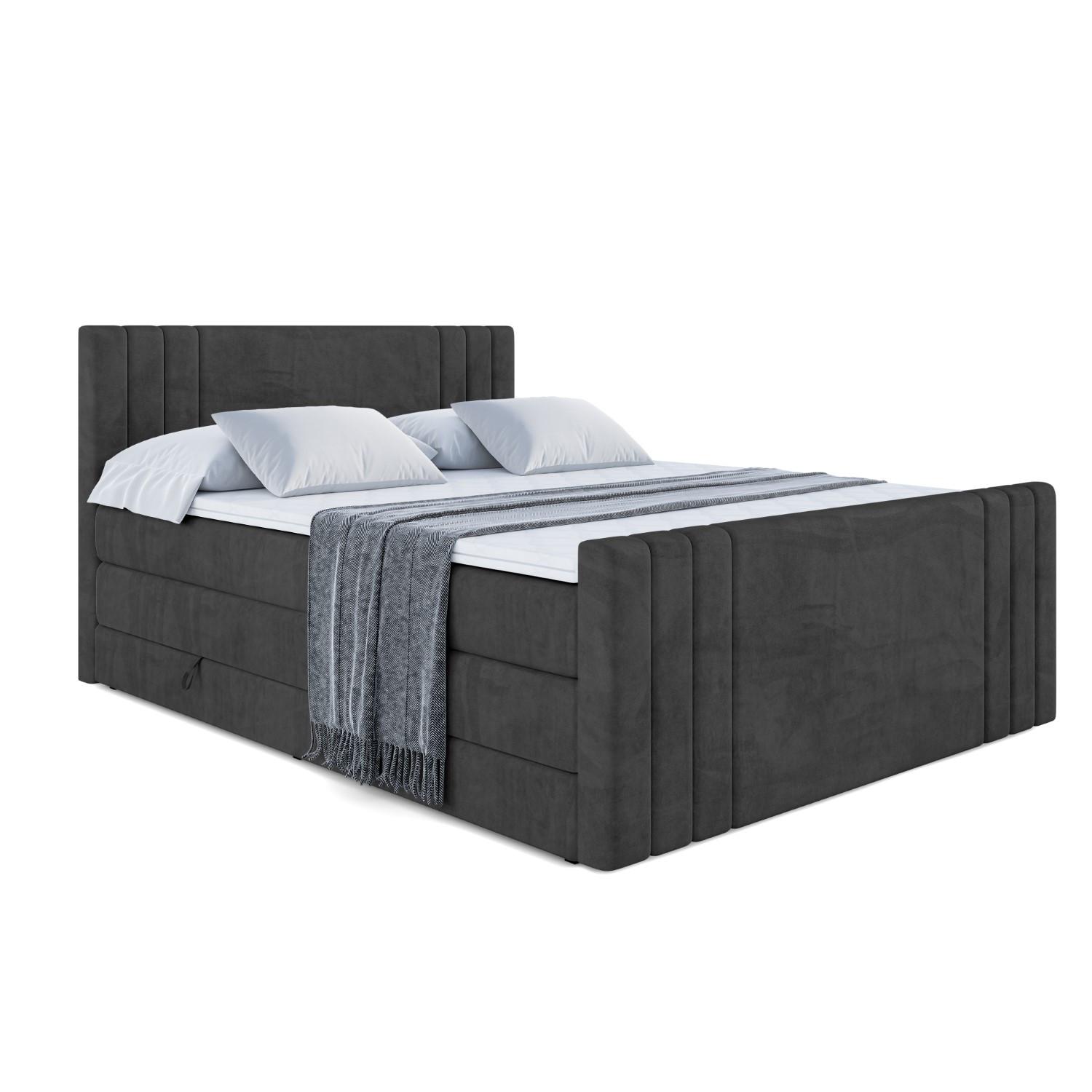 BOXSPRINGBETT IDRIKO-Z KING - 140x200 - H3/H4 - Schwarz - Schwarz, Holzwerkstoff (140/200cm) - ALTDECOR