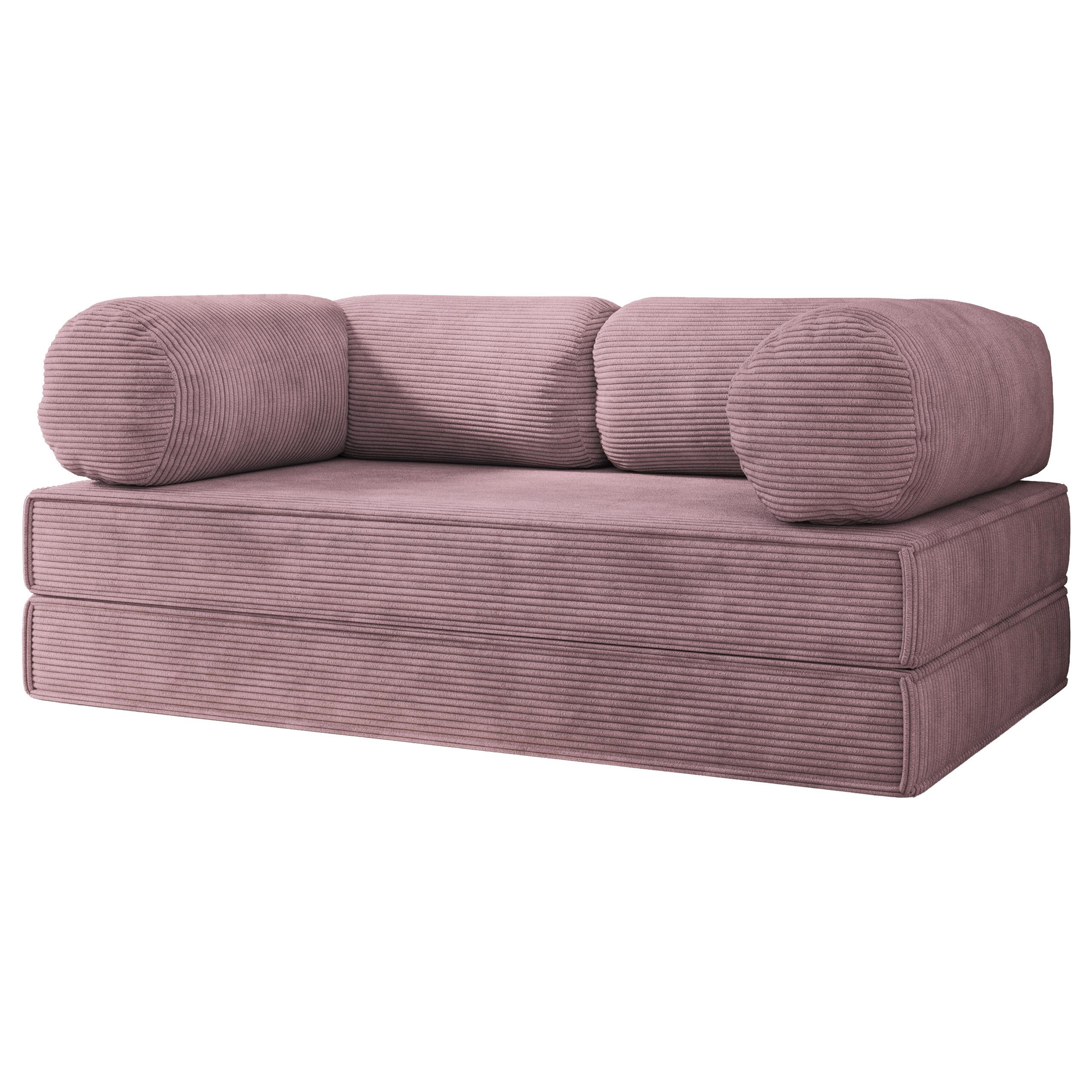 BETTSOFA ALVIO aus Schaumstoff Kordstoff Lila Schlaffunktion - Lila, Textil (170/68/80cm) - MASSENO