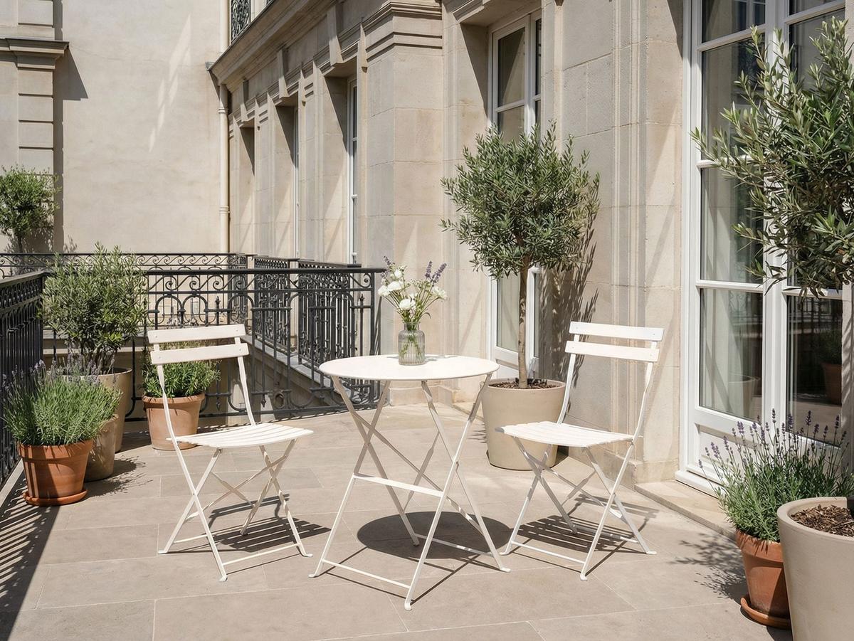 BISTRO-SET Metall Cremeweiß Fiori - Weiß, Metall - Beliani