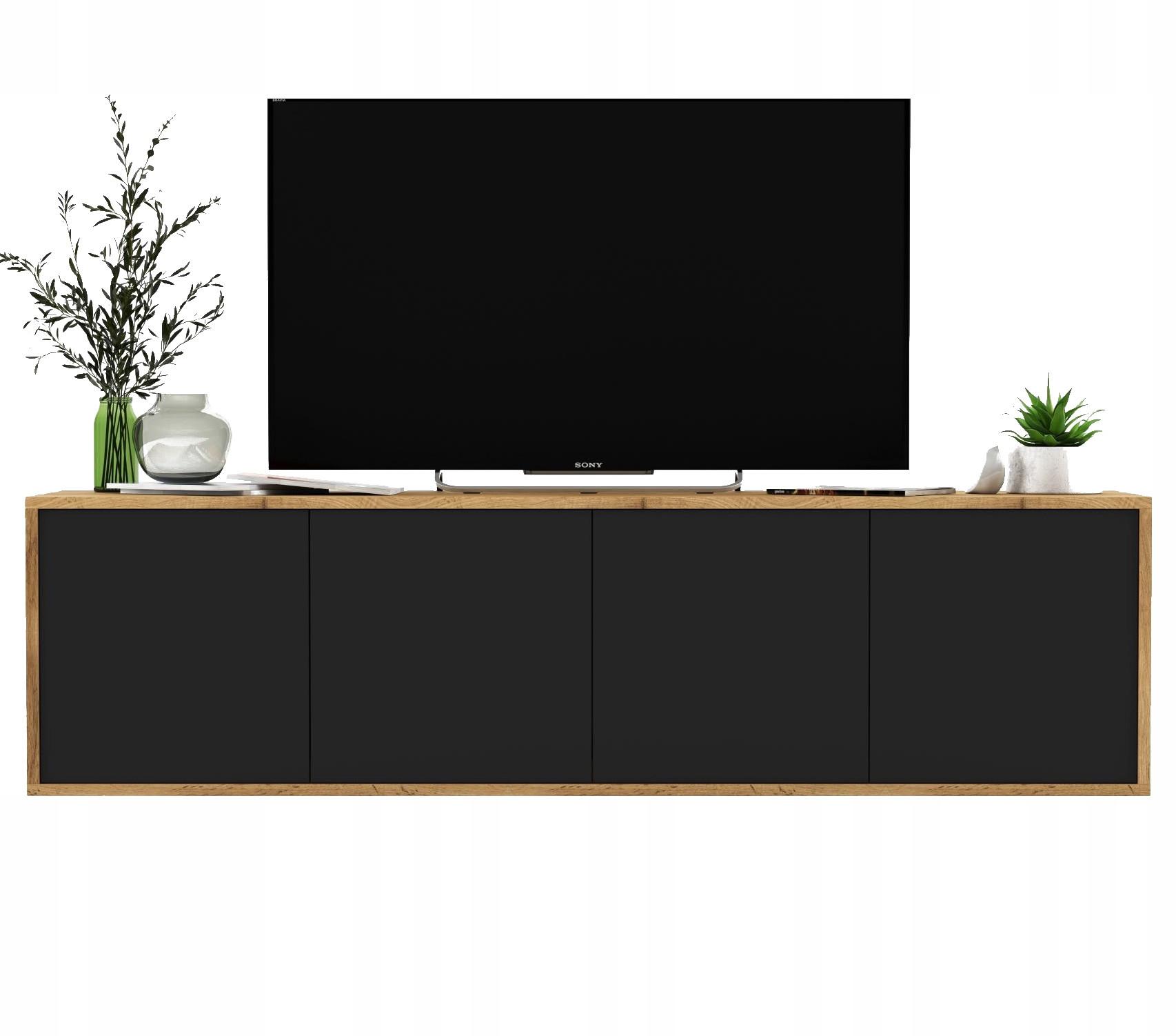 TV-SCHRANK Apollo2 Eiche wotan Schwarz Matt 150 cm - Schwarz, Holzwerkstoff (150/39/35cm) - Meble Lindner