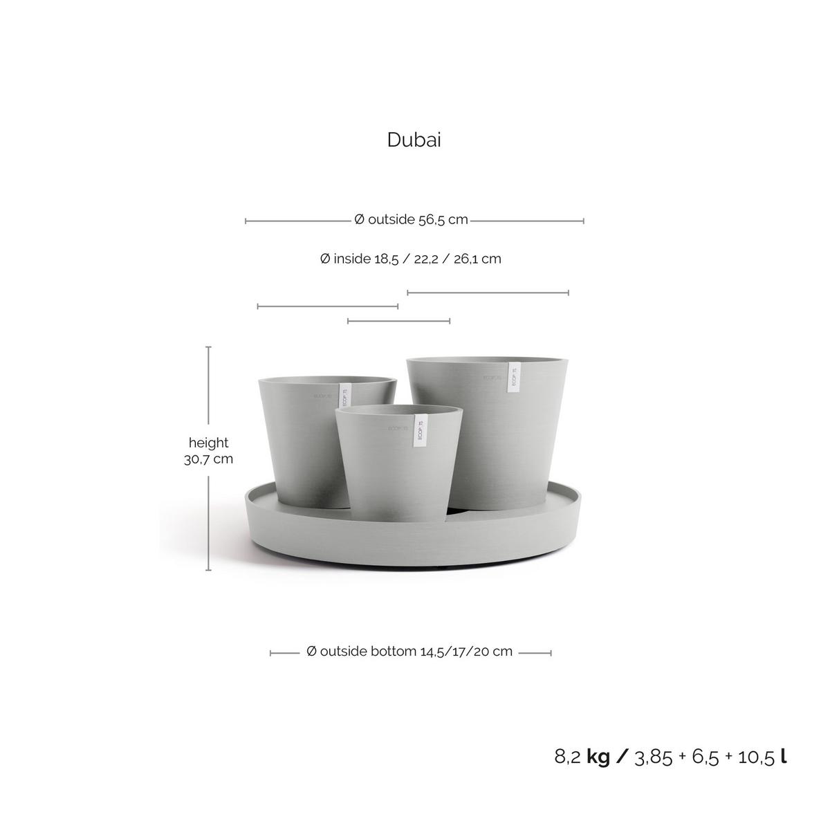 BLUMENTOPF Dubai 56,5/30,7 cm Hellgrau - Hellgrau, Kunststoff (56.5/30.7cm) - Ecopots