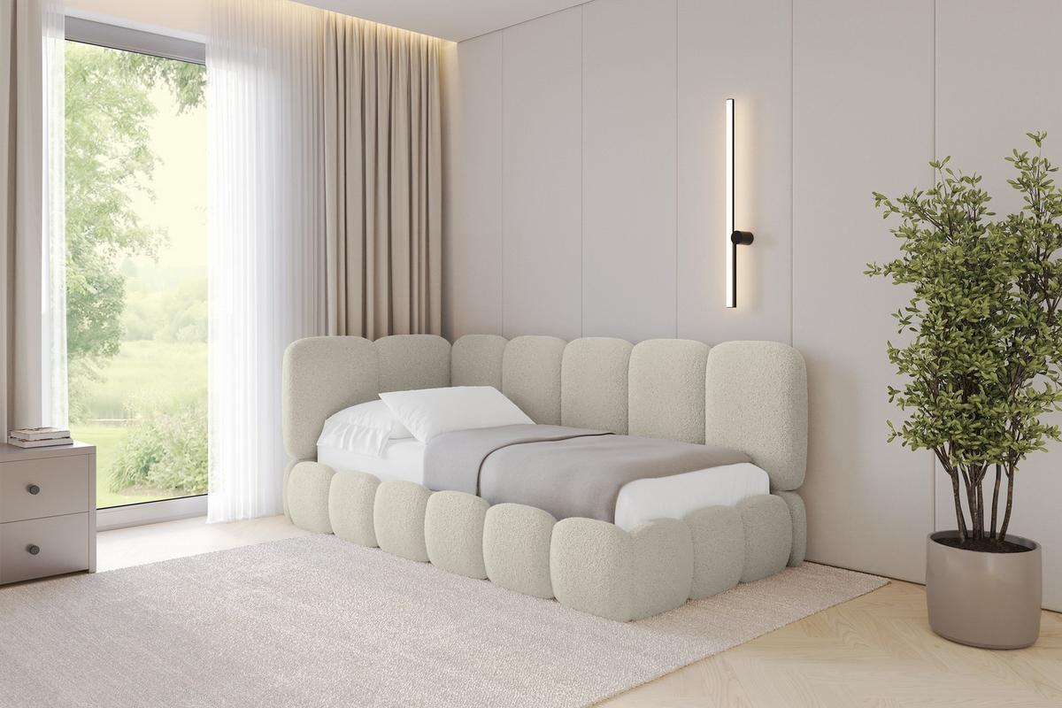 EINZELLBETT Jugendbett mit Bettkasten, Rechts - AVRY 100x200 Beige - Beige/Perlmutt, Holzwerkstoff/Textil (100/200cm) - ALTDECOR