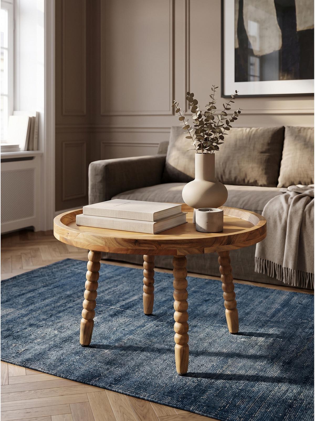COUCHTISCH MORAVA, Akazie Massivholz, Ø 60 x 40 cm - Braun/Akaziefarben, Akazienholz/Holz (60/60/40cm) - KADIMA DESIGN