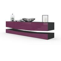 LOWBOARD City Fronten in Brombeer Hochglanz - Brombeere, Holzwerkstoff (178/48/39cm) - Vladon