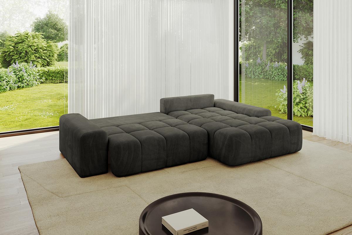 ECKSOFA Ottomane Rechts ENSI-L - 267x164x69 cm Schwarz - Schwarz, Holzwerkstoff/Kunststoff (164/267cm) - ALTDECOR