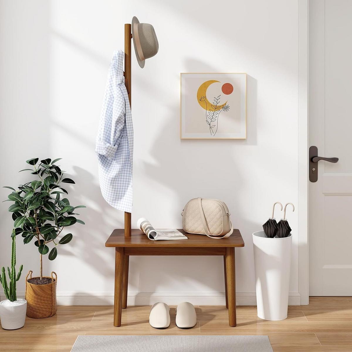GARDEROBENSTÄNDER 168cm Braun - Braun, Holz (76/168/43cm) - COSTWAY