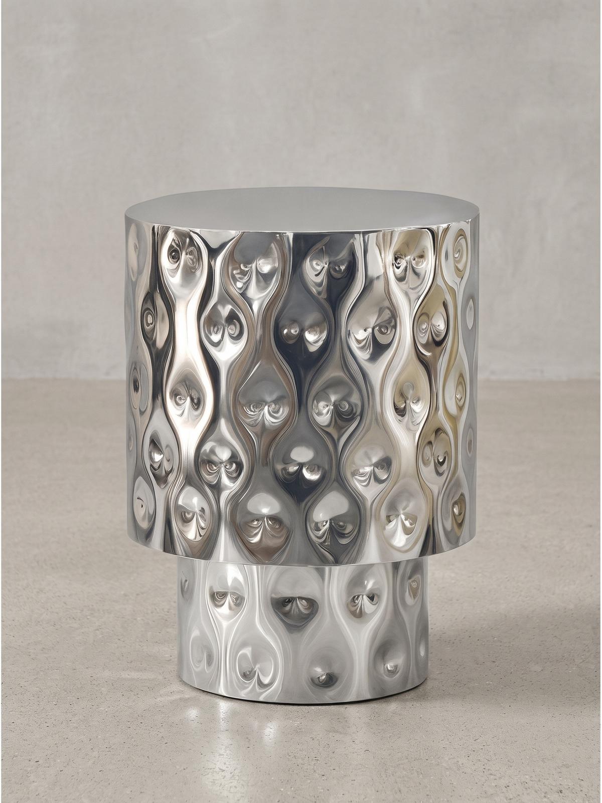 BEISTELLTISCH MAYENNE, Aluminium, handgefertigt, Silber, Ø 36 x 50 cm - Silberfarben, Metall (36/36/50cm) - KADIMA DESIGN