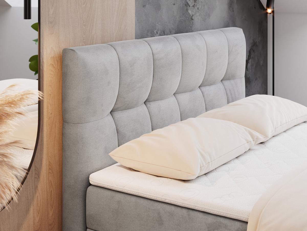 BOXBETT RICO 140/200 Hellgrau Velvet - H3 - Hellgrau, Holz/Textil (140/200cm) - MKS