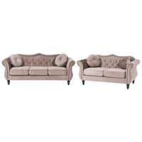 SOFA-SET 5-Sitzer Samtstoff Taupe Skien - Taupe, Textil (204/86/79cm) - Beliani