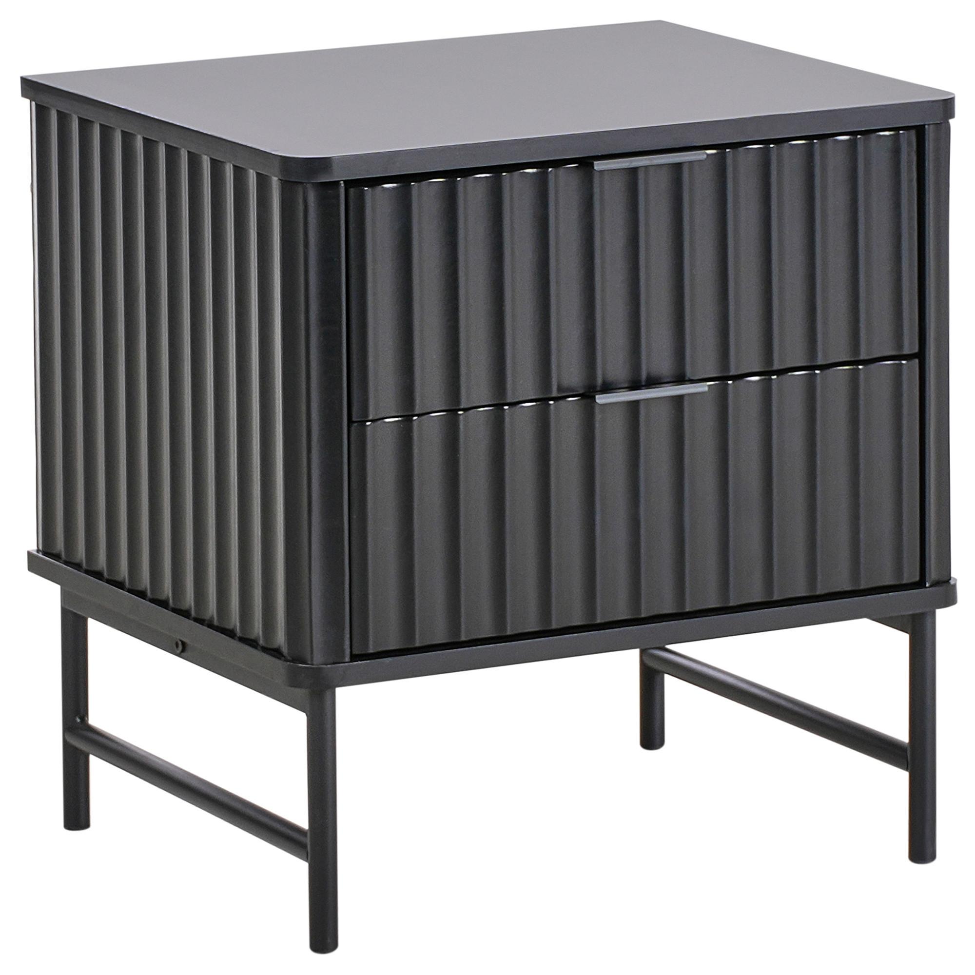 NACHTTISCH mit 2 Schubladen Schwarz Glastonbury - Schwarz, Holzwerkstoff (40/48/50cm) - Beliani