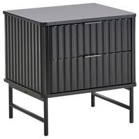 NACHTTISCH mit 2 Schubladen Schwarz Glastonbury - Schwarz, Holzwerkstoff (40/48/50cm) - Beliani
