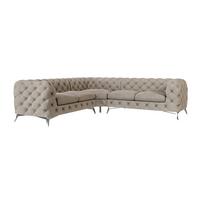 ECKSOFA Chesterfield Laura Dunkle Creme Samt - Silberfarben/Creme, Holz/Textil (264/264cm) - S-Style Möbel