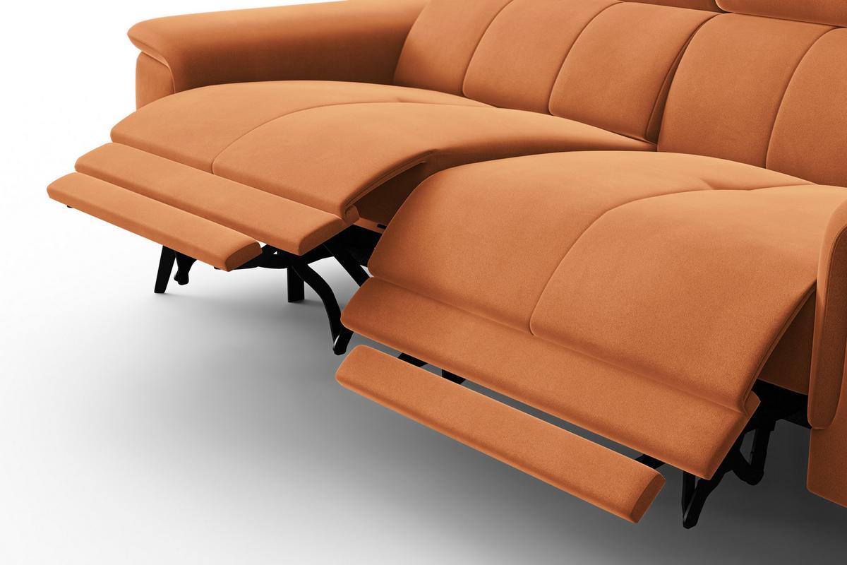 SOFA RELAX FIERO 3-Sitzer, Oranger Veloursstoff - Schwarz/Orange, Holz/Textil (212/82/103cm) - Courtois Laville