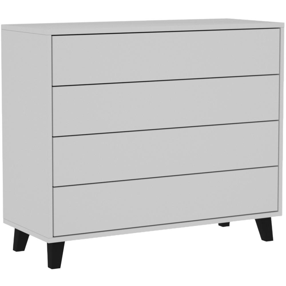 KOMMODE Home mit 4 Schubladen, 100 cm, ohne Griffe, Weiß - Schwarz/Weiß, Holzwerkstoff (80/85/40cm) - Beautysofa