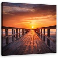 WANDBILD plattform am meer - Orange, Textil (30/30cm) - Feeby
