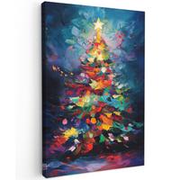 LEINWANDBILD Weihnachtsbaum - Weihnachten - Abstrakt - Farbenfroh Wanddeko Schlafzimmer 60x90 cm - Multicolor, Textil (60/90cm) - MuchoWow