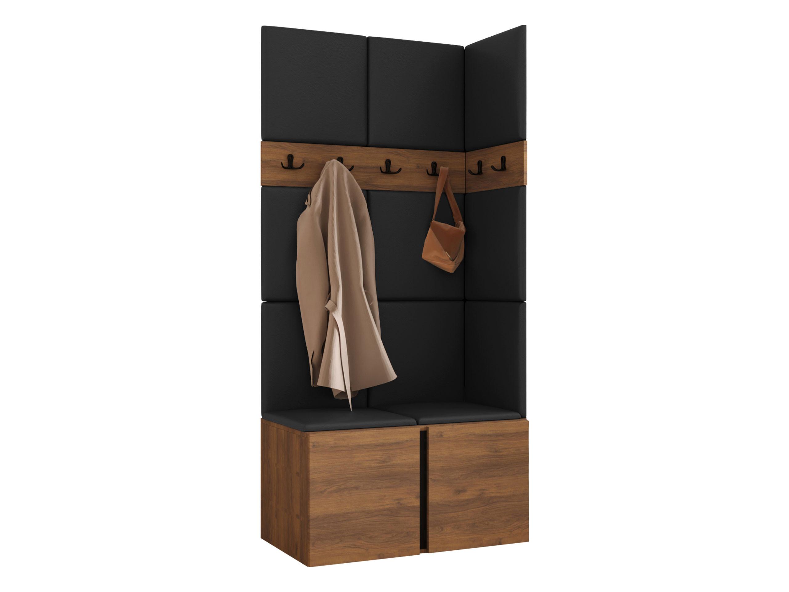 GARDEROBEN-SET Orion I - Nussbaumfarben/Schwarz, Holzwerkstoff/Kunststoff (84/186/46cm) - MIRJAN24