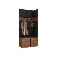 GARDEROBEN-SET Orion I - Nussbaumfarben/Schwarz, Holzwerkstoff/Kunststoff (84/186/46cm) - MIRJAN24