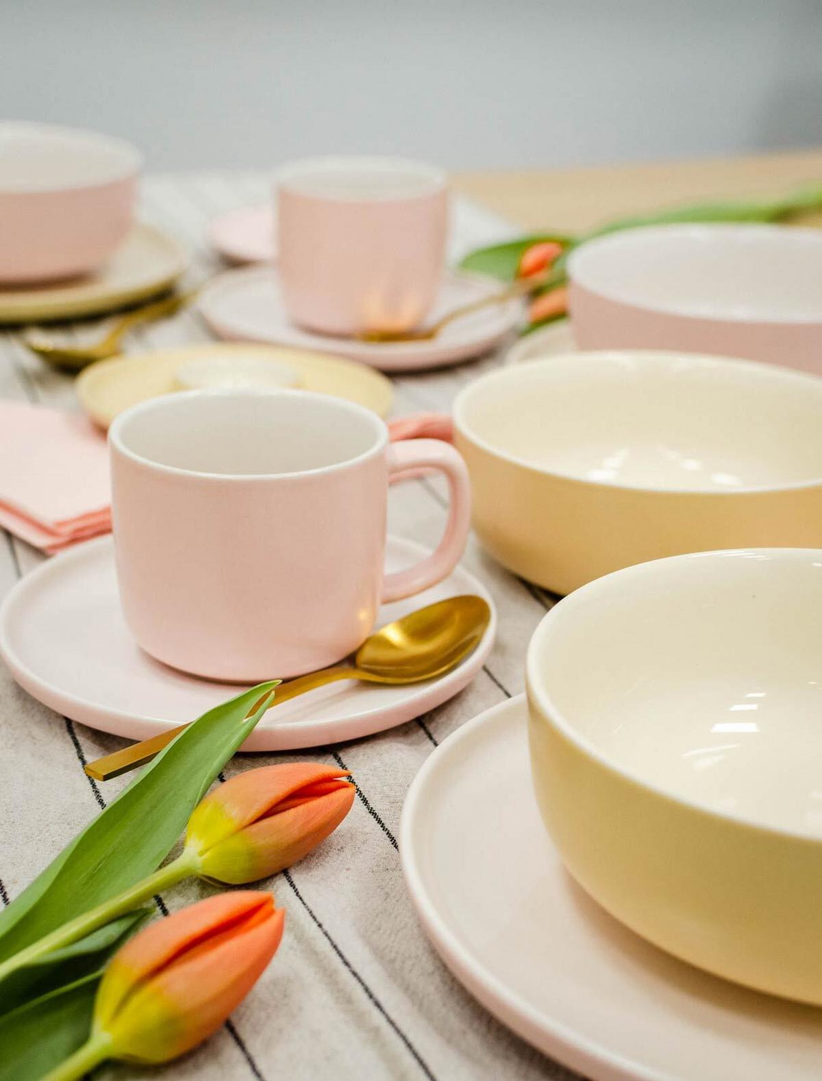 KAFFEETASSE MIT UNTERTASSE Jasper Rosa 240 ml - Rosa, Keramik (15/9/15cm) - Ritzenhoff Breker