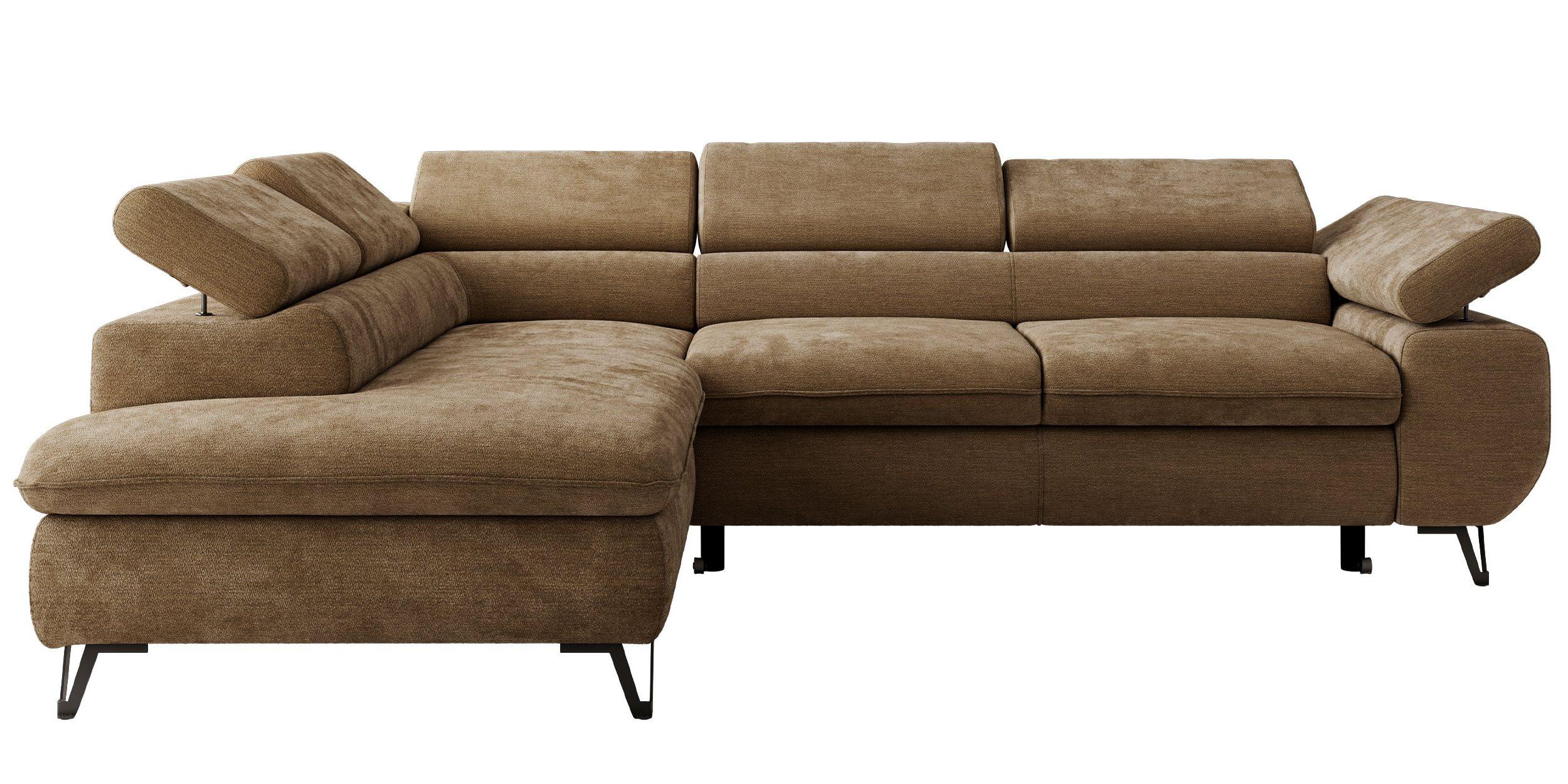 ECKSOFA PABLO L Braun Schenille glatt - Links Seite - Schwarz/Braun, Textil/Metall (208/273cm) - MKS