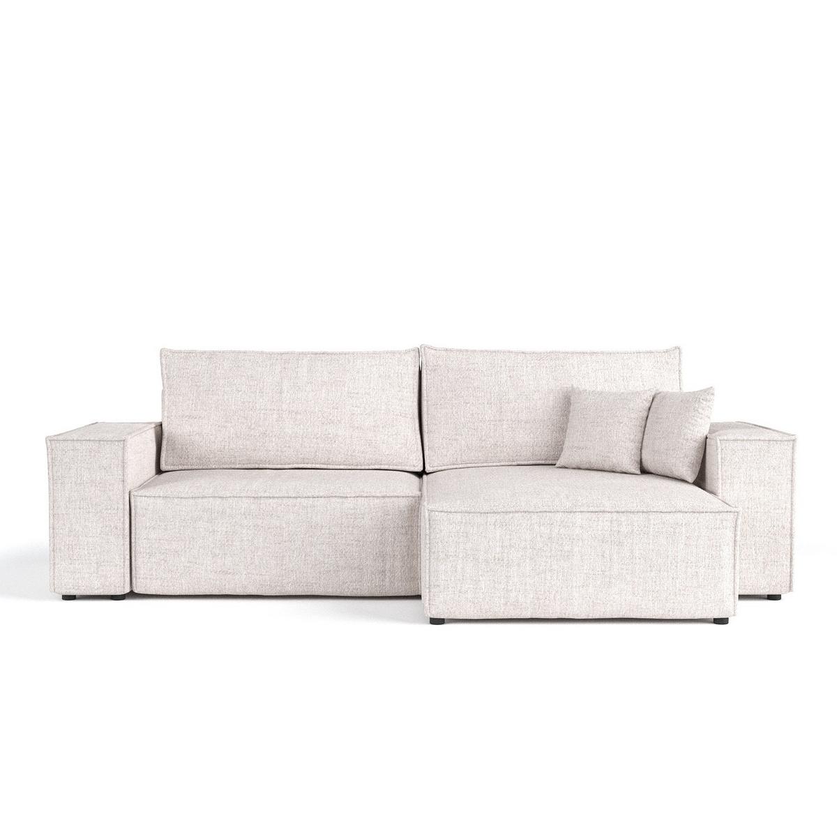 ECKSOFA CAVO mit Schlaffunktion Hellbeige im Neve Stoff - Sandfarben/Schwarz, Holz/Holzwerkstoff (255/148cm) - AltaBeds