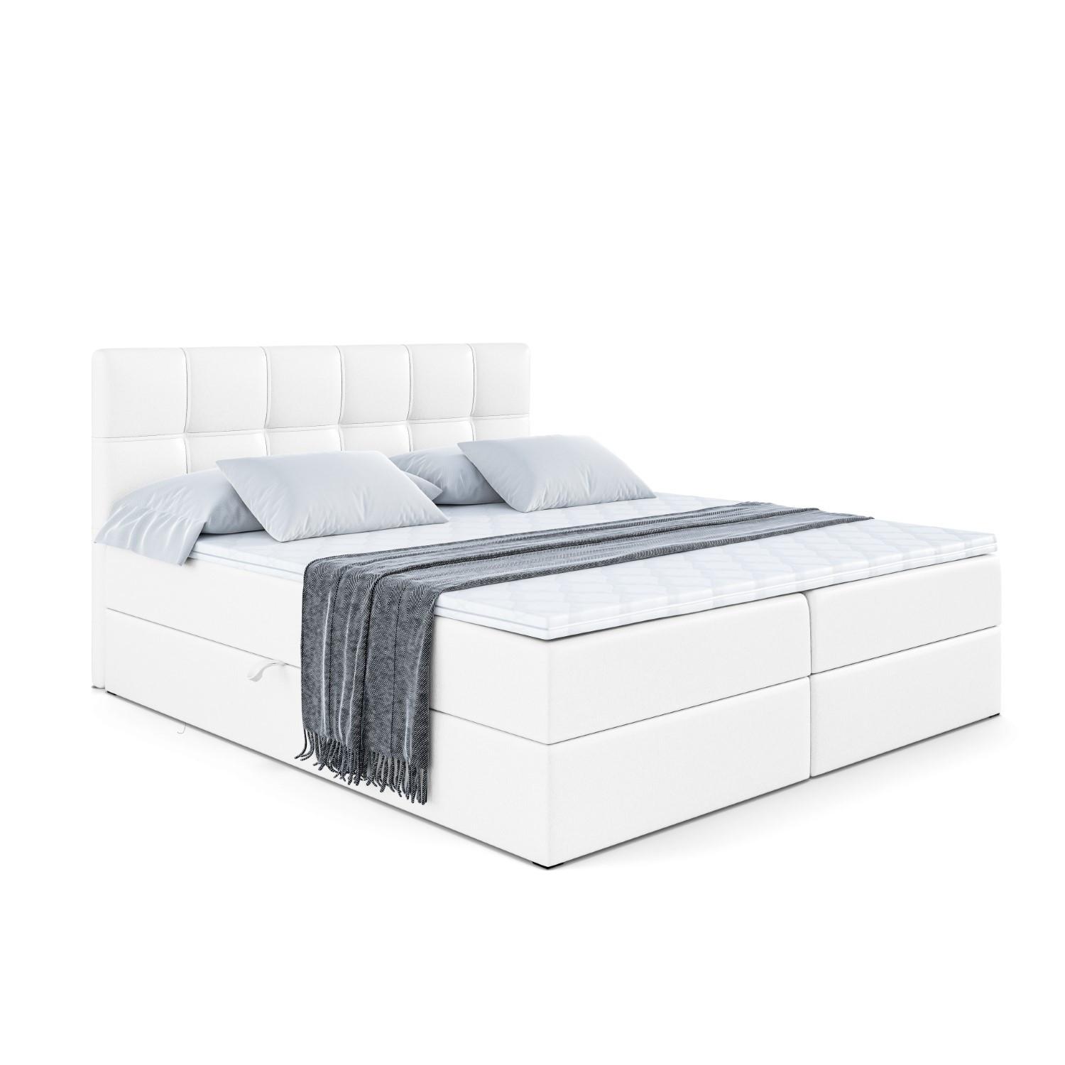 BOXBETT mit Matratze H3 und Lattenrost - MARCE - 140 x 200 cm - Weiß - Weiß Hochglanz, Holzwerkstoff (140/200cm) - ALTDECOR