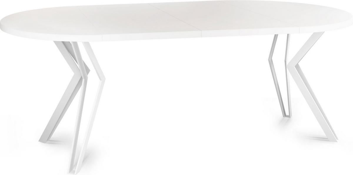 ESSTISCH Austin runder ausziehbarer, Weiß 100-180/100/76 cm - Weiß, Holzwerkstoff/Metall (100/180/76cm) - WFL GROUP