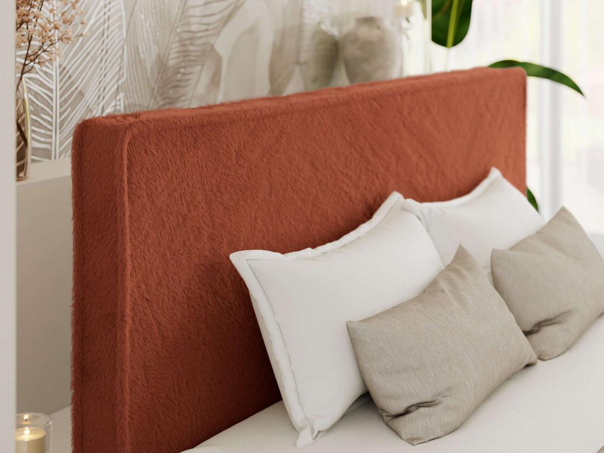 POLSTERBETT LUMARO CLASSIC 200/200 - Orange Plüsch - Matratze Foam - Orange/Kernbuche, Holz/Textil (200/200cm) - MKS