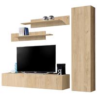WOHNWAND Eiche Jackson 210 cm 4-teilig hängend, Anbauwand mit Push-to-Open - Eichefarben, Holzwerkstoff (210/170/40cm) - Inn.Furn