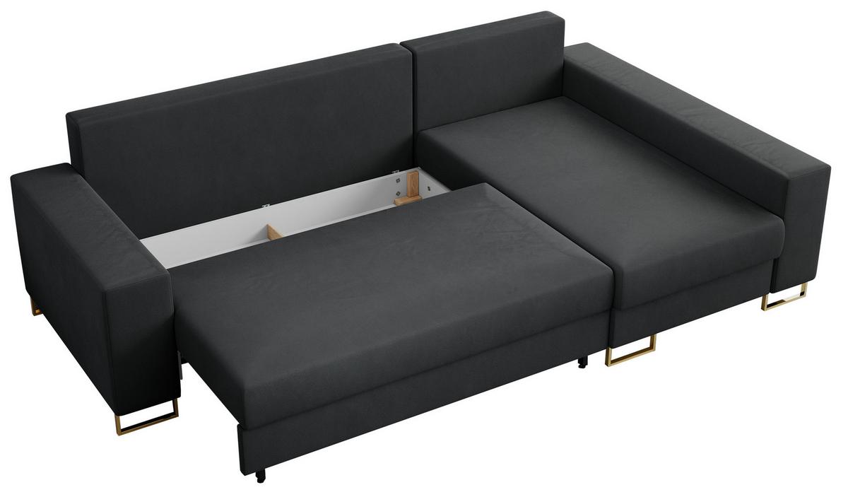 ECKSOFA Dorian Velvet Dunkelgrau - Dunkelgrau/Goldfarben, Textil/Metall (242/138cm) - MKS