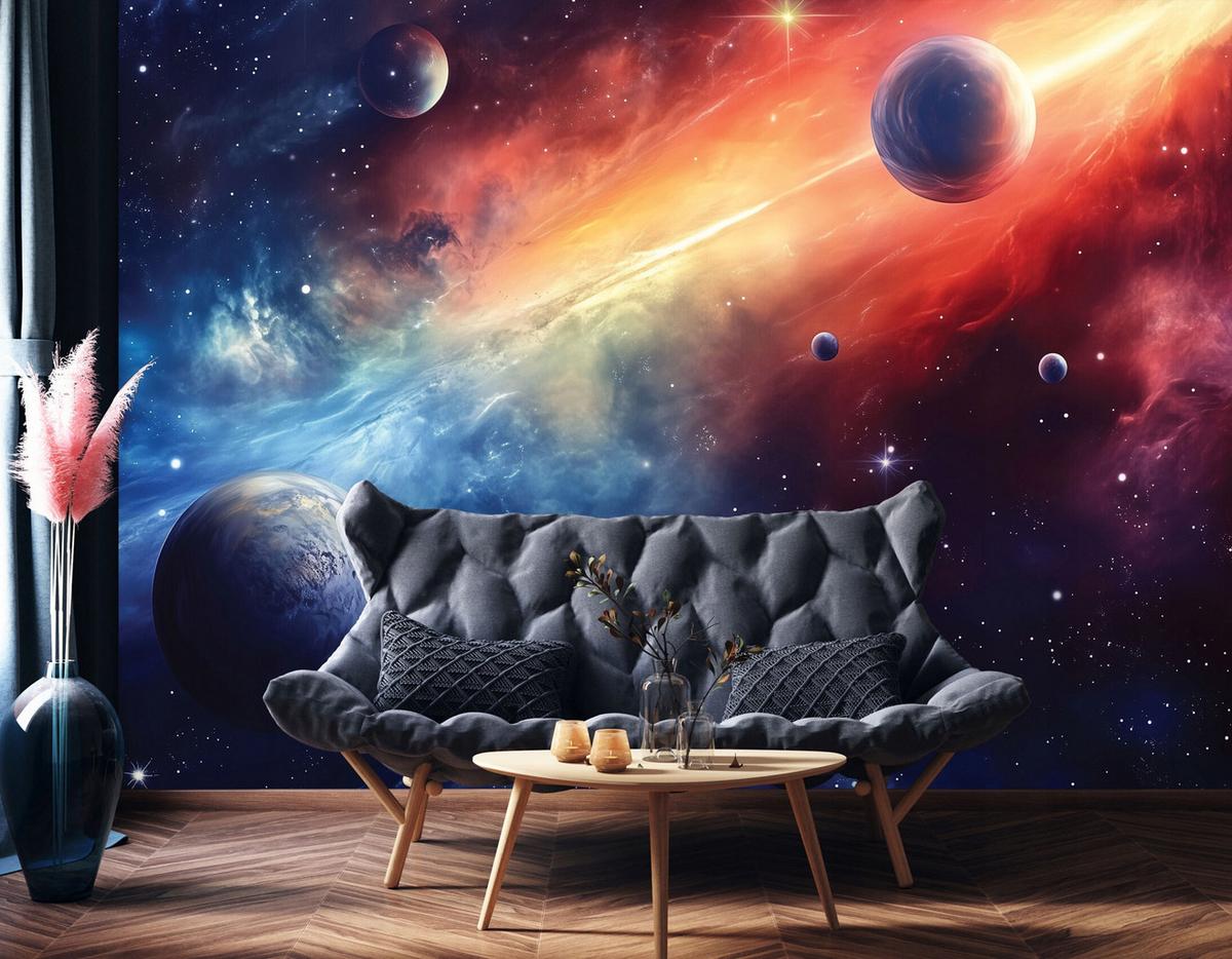 FOTOTAPETE Kinderzimmer Junge Weltall 250x175 - Multicolor, Papier (250/175cm) - Wallarena