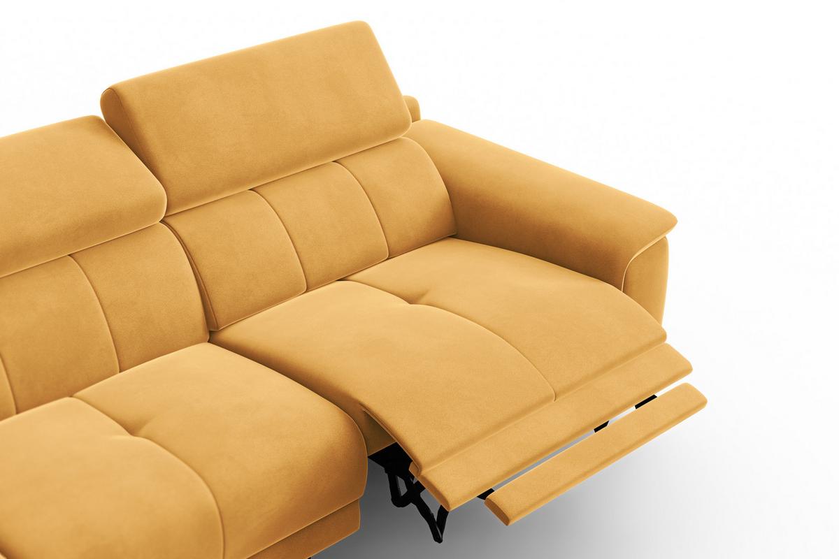 ECKSOFA FIERO 4-Sitzer LINKS, Gelber Veloursstoff - Gelb/Schwarz, Holz/Textil (288/170cm) - Courtois Laville