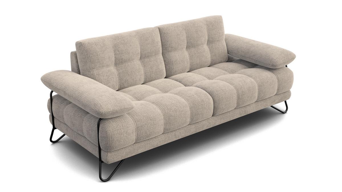 SOFA BUBBARA 2,5-Sitzer, beige - Beige/Schwarz, Holz/Textil (215/87/96cm) - Wozimo