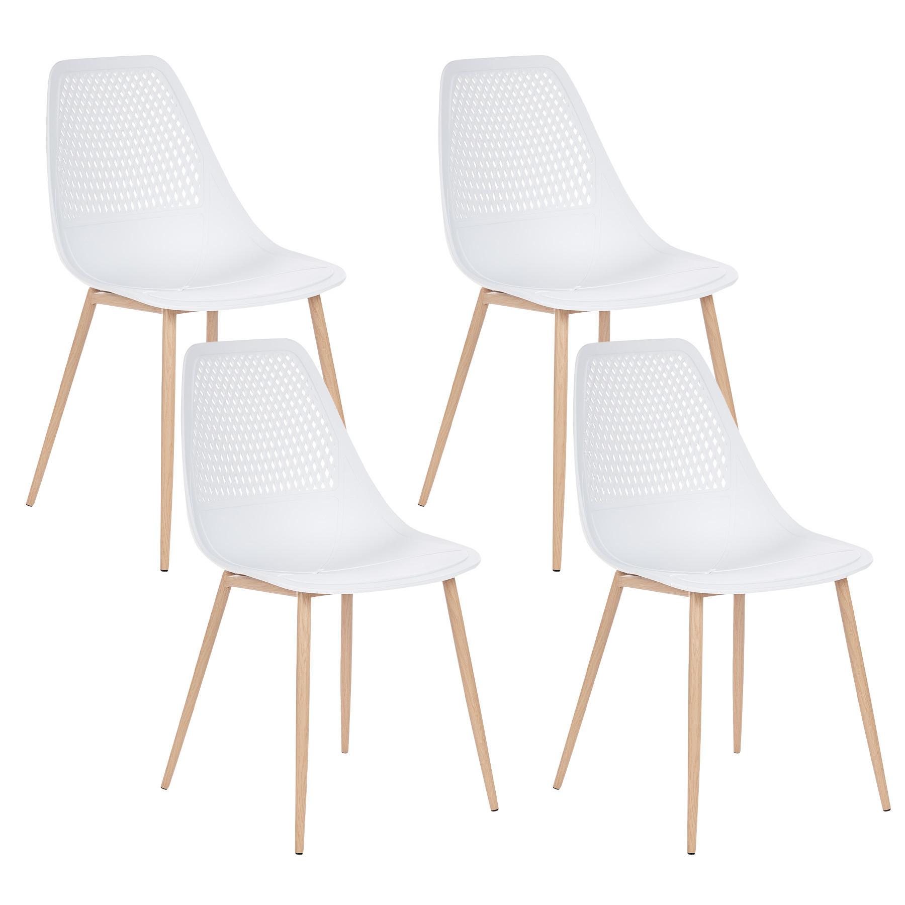 ESSZIMMERSTUHL 4er-Set Weiß Hazelton - Weiß/Braun, Kunststoff (46/84/54cm) - Beliani