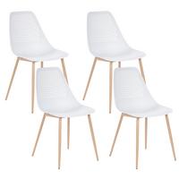 ESSZIMMERSTUHL 4er-Set Weiß Hazelton - Weiß/Braun, Kunststoff (46/84/54cm) - Beliani