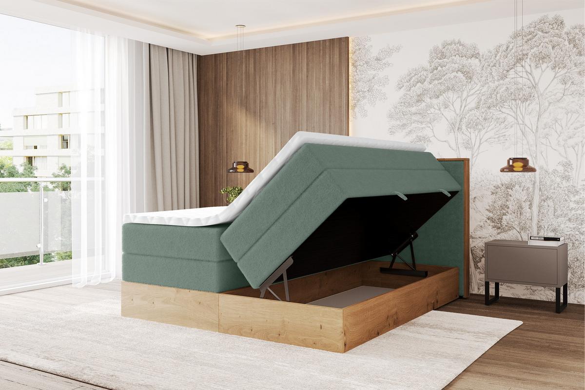 BOXSPRINGBETT LOLLI9 -KING 120x200 - H3/H4 Grün - Grün, Holzwerkstoff (120/200cm) - ALTDECOR