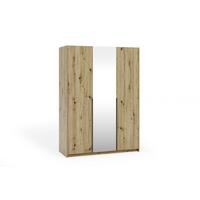 DREHTÜRENSCHRANK THALIA 148/204/58cm 3-türig mit Spiegel Eiche Artisan - Eiche Artisan, Holzwerkstoff (148/204/58cm) - MASSENO