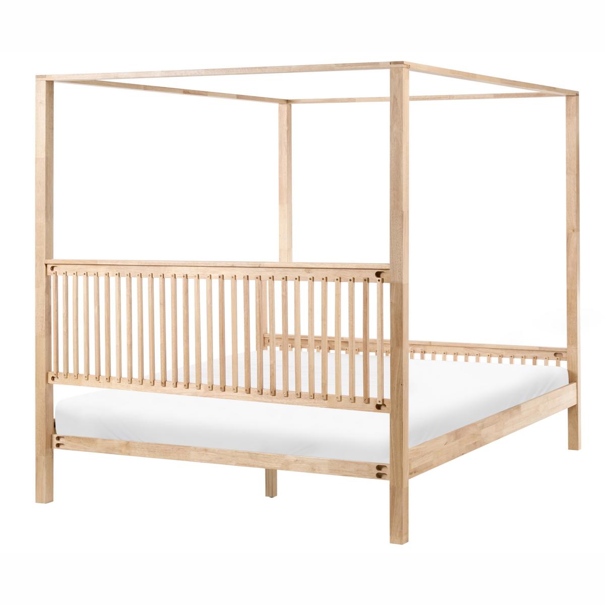 HIMMELBETT 180/200 cm Hellbraun Harfleur - Hellbraun, Holz (180/200cm) - Beliani