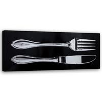 WANDBILD messer und gabel - Schwarz, Textil (90/30cm) - Feeby
