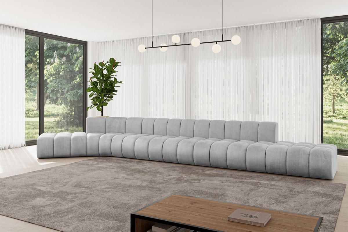 ECKSOFA modulares Sofa Solven-L3 - 562x174x70 cm Grau - Hellgrau, Holzwerkstoff/Textil (562/174cm) - ALTDECOR