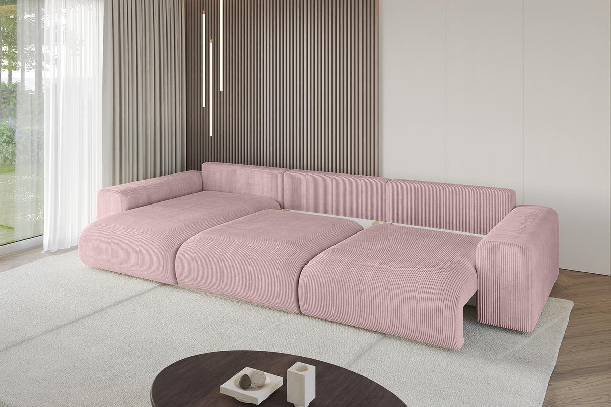 ECKSOFA Ottomane links ESKAR-L2 364x176x72 Rosa Cord - Schwarz/Rosa, Holzwerkstoff/Kunststoff (364/176cm) - ALTDECOR