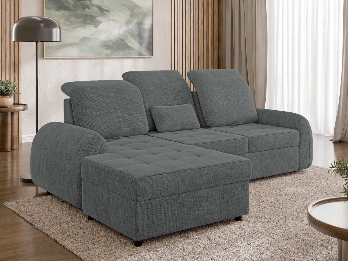 ECKSCHLAFSOFA Soreno, Seite: Links - Graphitfarben/Schwarz, Holz/Kunststoff (255/176cm) - MIRJAN24
